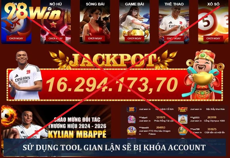 Hệ thống check được người chơi gian lận sẽ khóa account