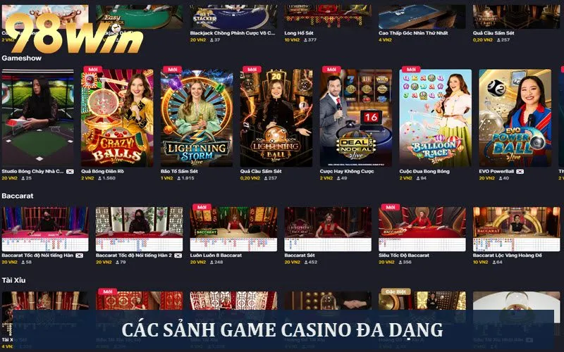 Kho game với nhiều trò casino từ truyền thống đến hiện đại