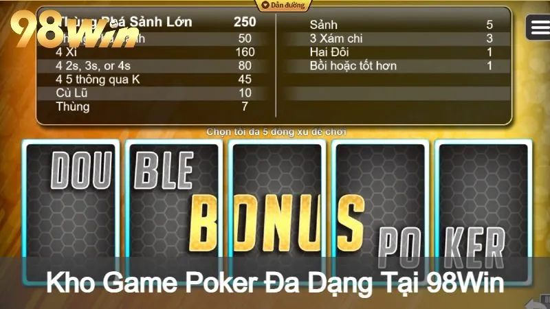 Kho Game Poker Đa Dạng Tại 98Win