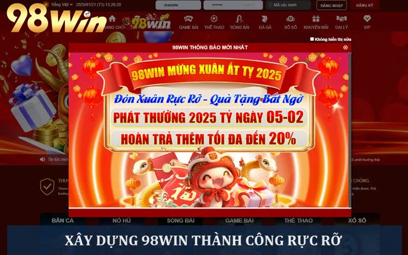 Bắt đầu xây dựng nhà cái 98win hướng tới thành công rực rỡ